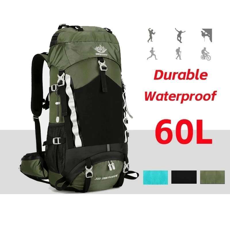 60L Camping Backpack Hiking Waterproof Travel Bags For Men Women Outdoor Trekking Rucksack Climbing Tactical Military Bag