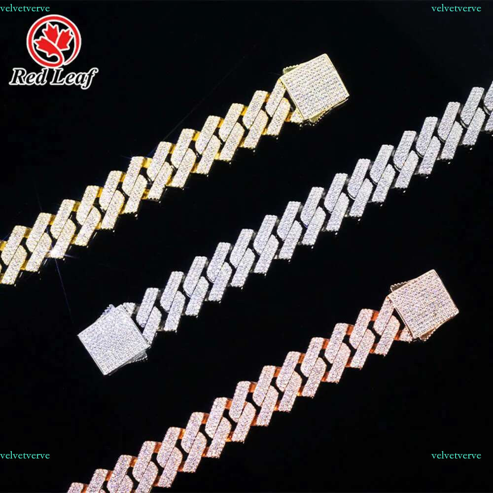 Designer Jewelry Popular k Chain Hip Hop 14mm 15mm 20mm D VVS1 Round Brilliant Cut Pass Dia Tester Moissanite Cuban Necklace Men for