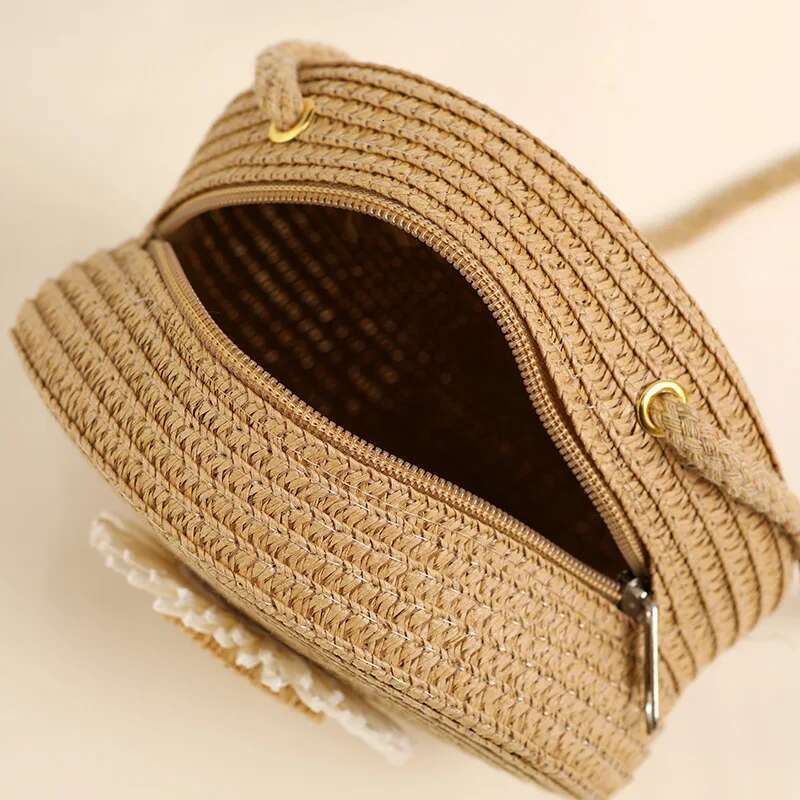 Handmade Beach Bag Minimalist Straw Round Crossbody Purse Women Shoulder Vacation Style Small Handbag Travel Beach Bag Kq1