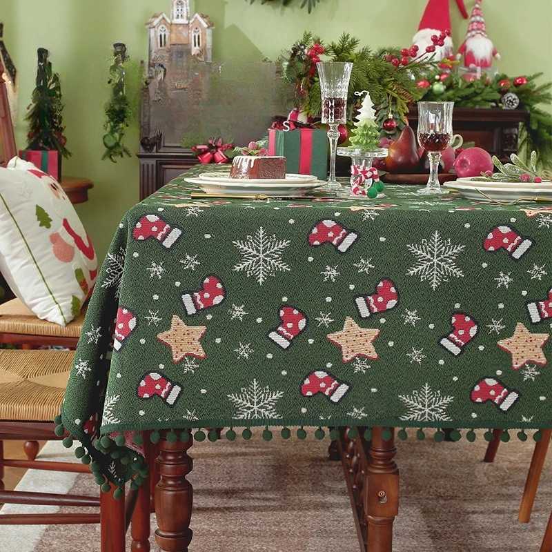 Christmas Christmas Table Cloth Rectangular American Retro Dining Table Cloth Wear-resistant Atmosphere Suitable for Multiple Scenarios Y251113