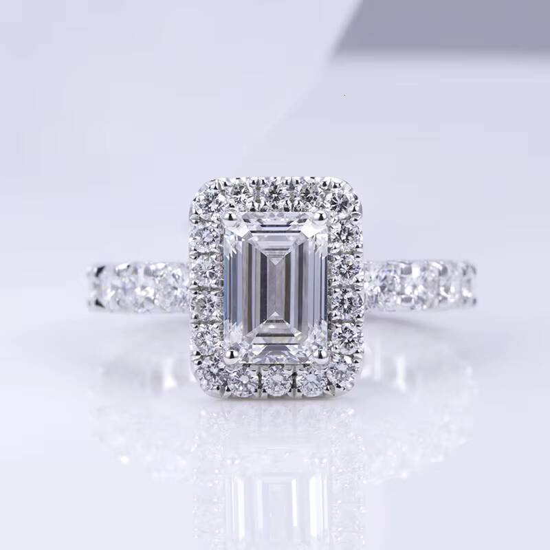 Women Jewelry 18k Gold Jewelry Solid White Gold Emerald Diamond Rings Engagement Fine Jewelry Rings