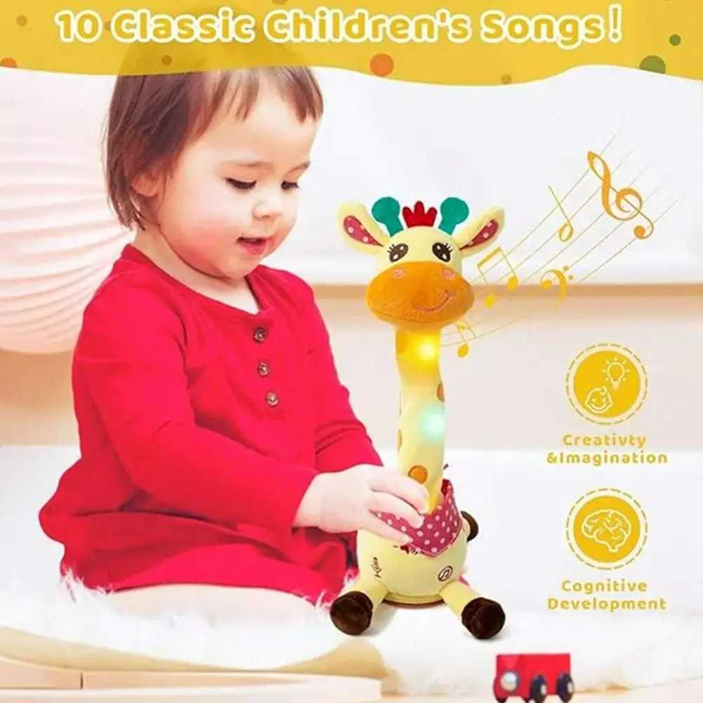 Dancing Talking Giraffe Plush Toy Rechargeable Musical Educational Doll with Lights Interactive Baby Gift for Travel Party W251113