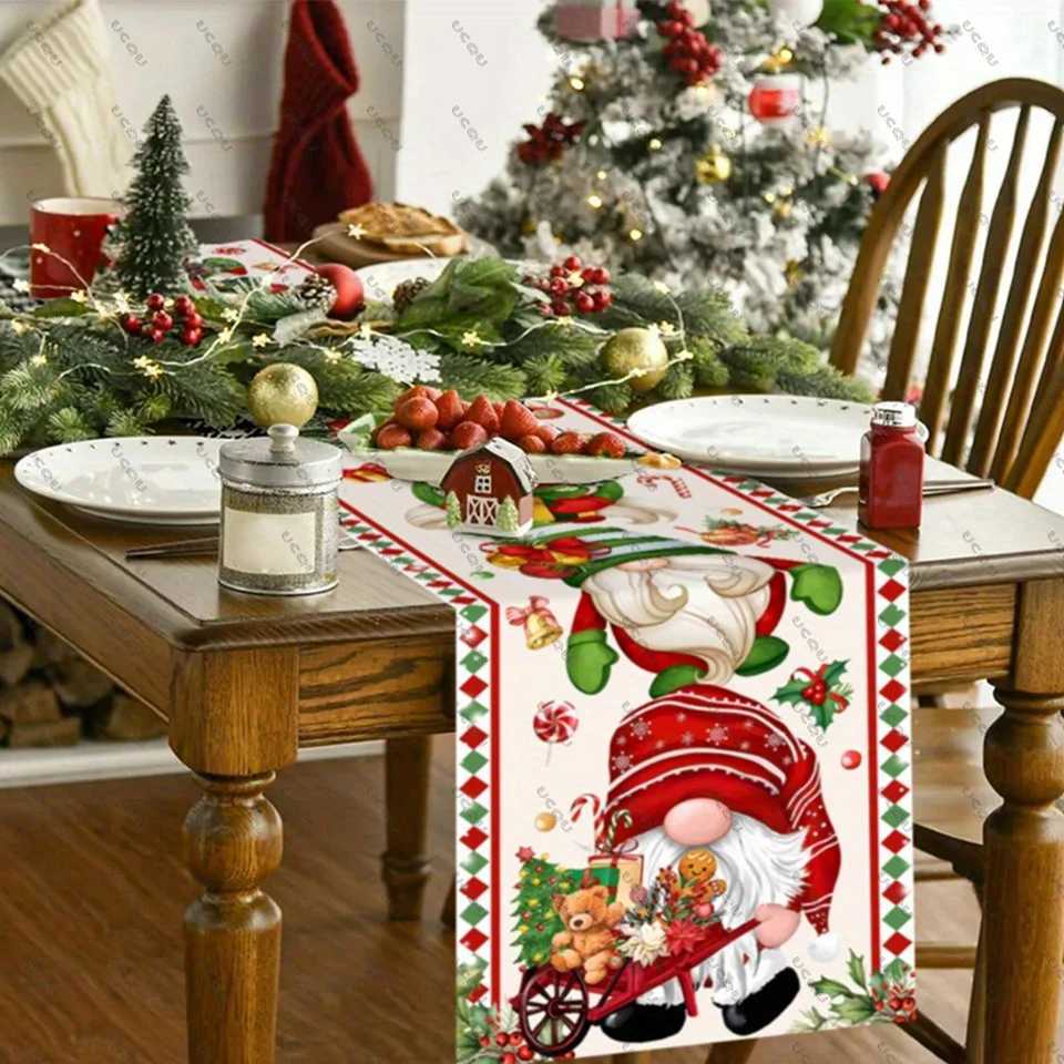 Christmas Gnome Style Christmas Table Runner Bohemian Holiday Decorative Tablecloth Flag Family Party Rectangular Kitchen Santa Claus Gift Y251113
