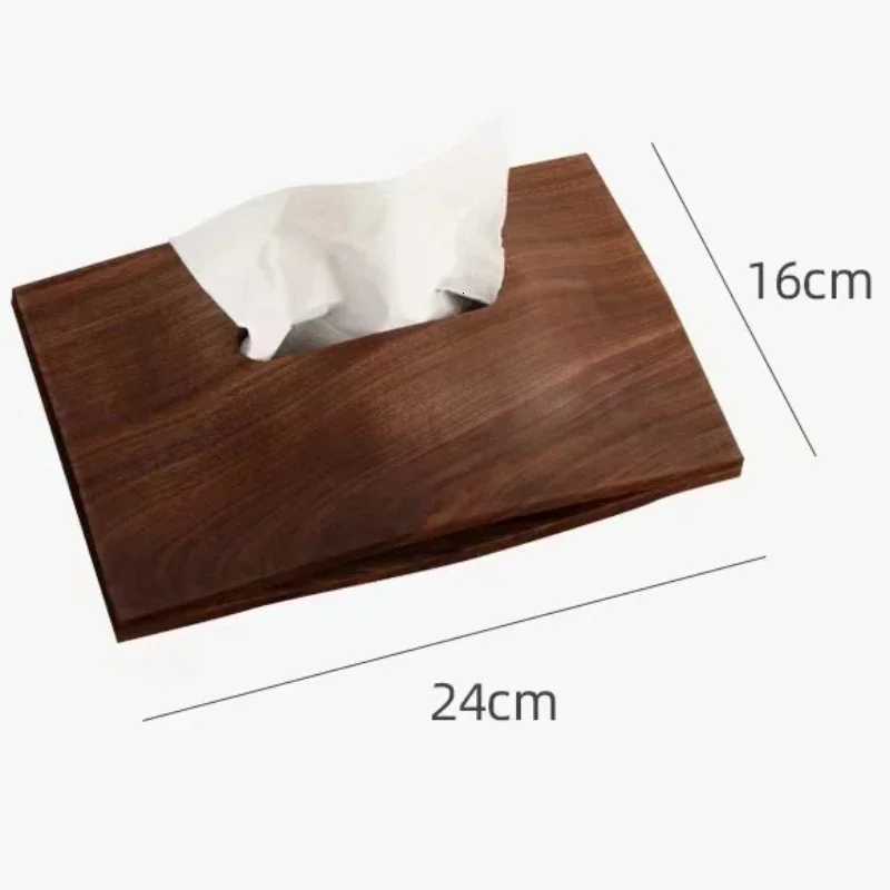 Luxury Solid Wood Tissue Box Living Ro Paper Box Household Black Walnut Paper Wood Decor Off Coffee Table Desk Decoration Y251112