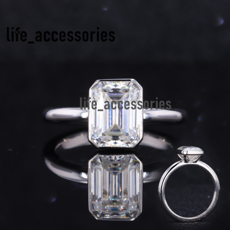 Synthetic Def 6x8mm 1.5carat Emerald Cut Loose Moissanite 10k White Gold Woman
