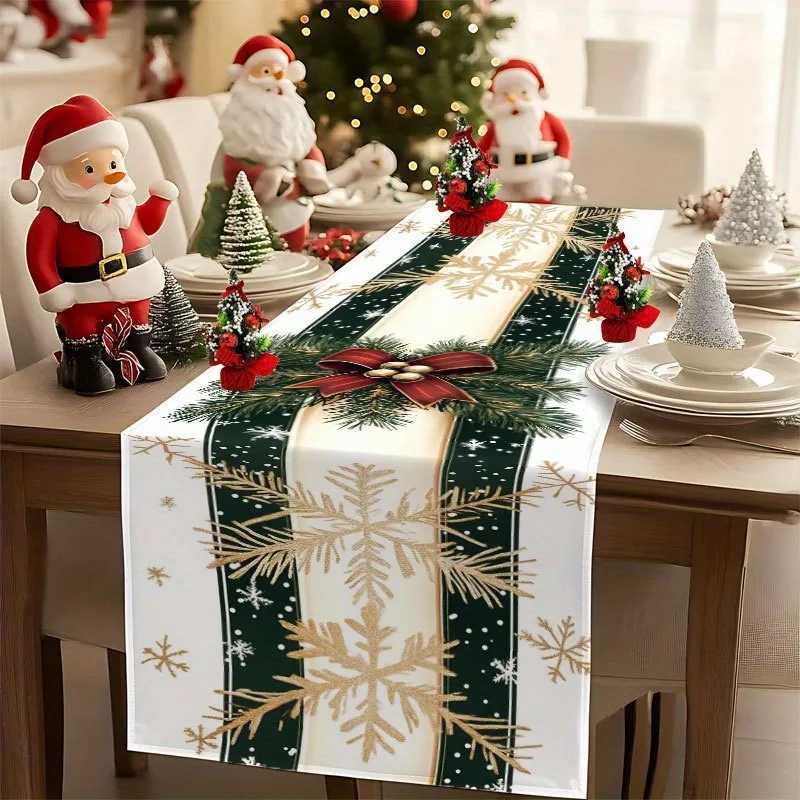 Christmas Christmas Wreath Green Pine Branches Red Bow Gold Decoration Themed Decoration Dining Table Flag Family Kitchen Restaurant Y251113