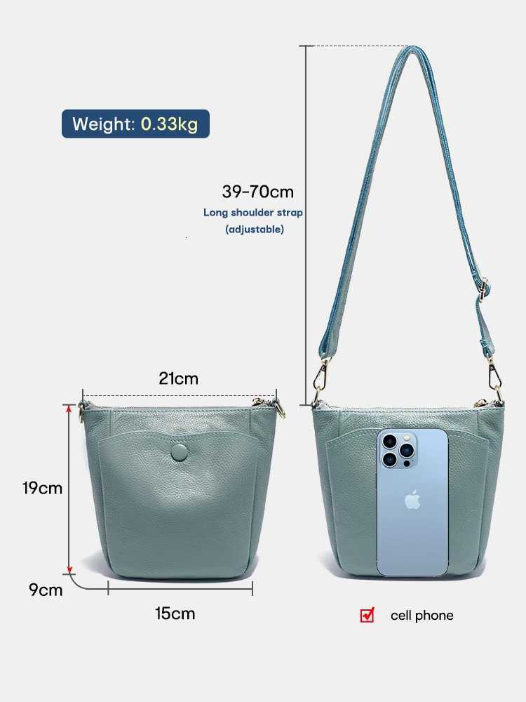 Zency Laides Small Soft Genuine Leather Handbag Casual Women Crossbody Bag Simple Bucket Bag For Phone Female Purses Grey BagW251112