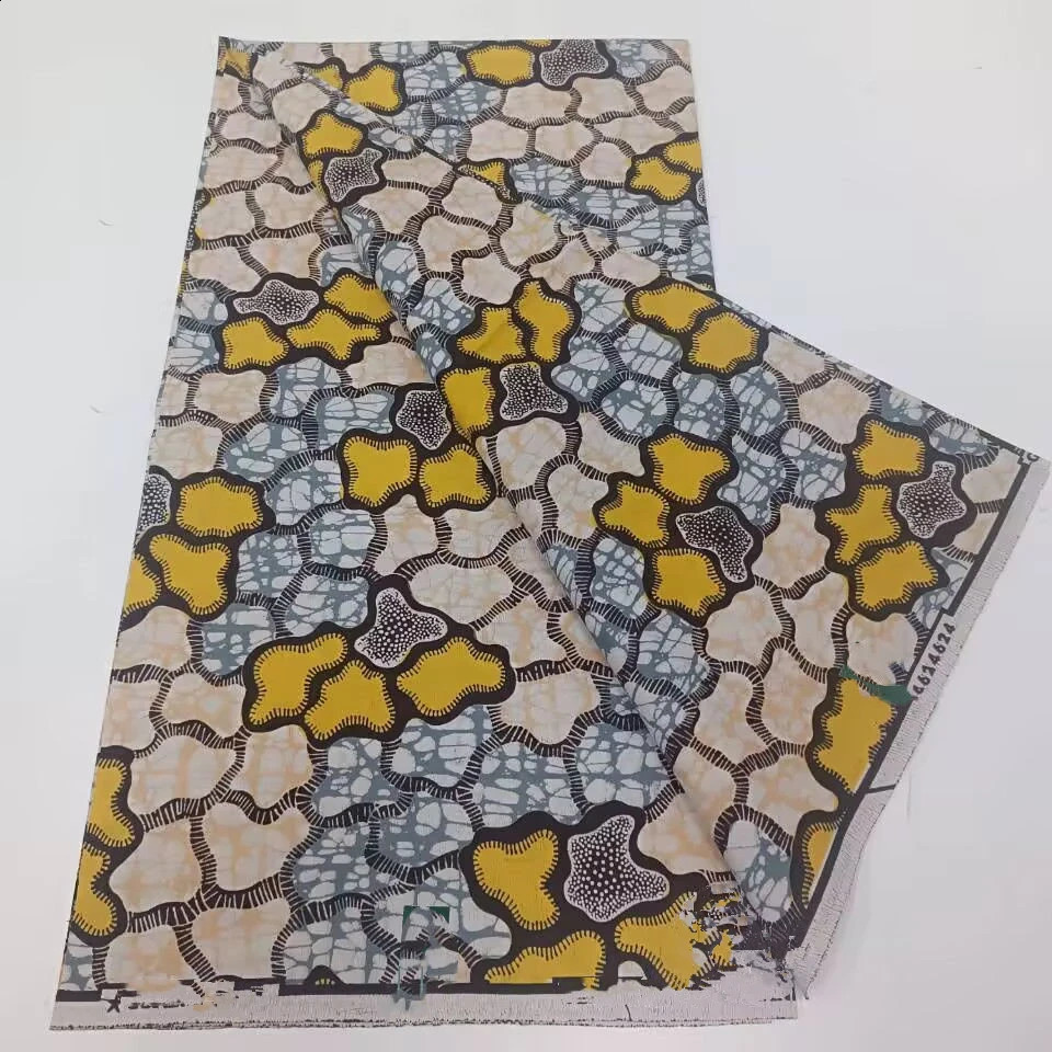 2024 Afican Real Wax Fabric Sewing Material 100% Cotton Ghana Ankara 6 Yards Super High Quality For Dress Sewing Material 250407