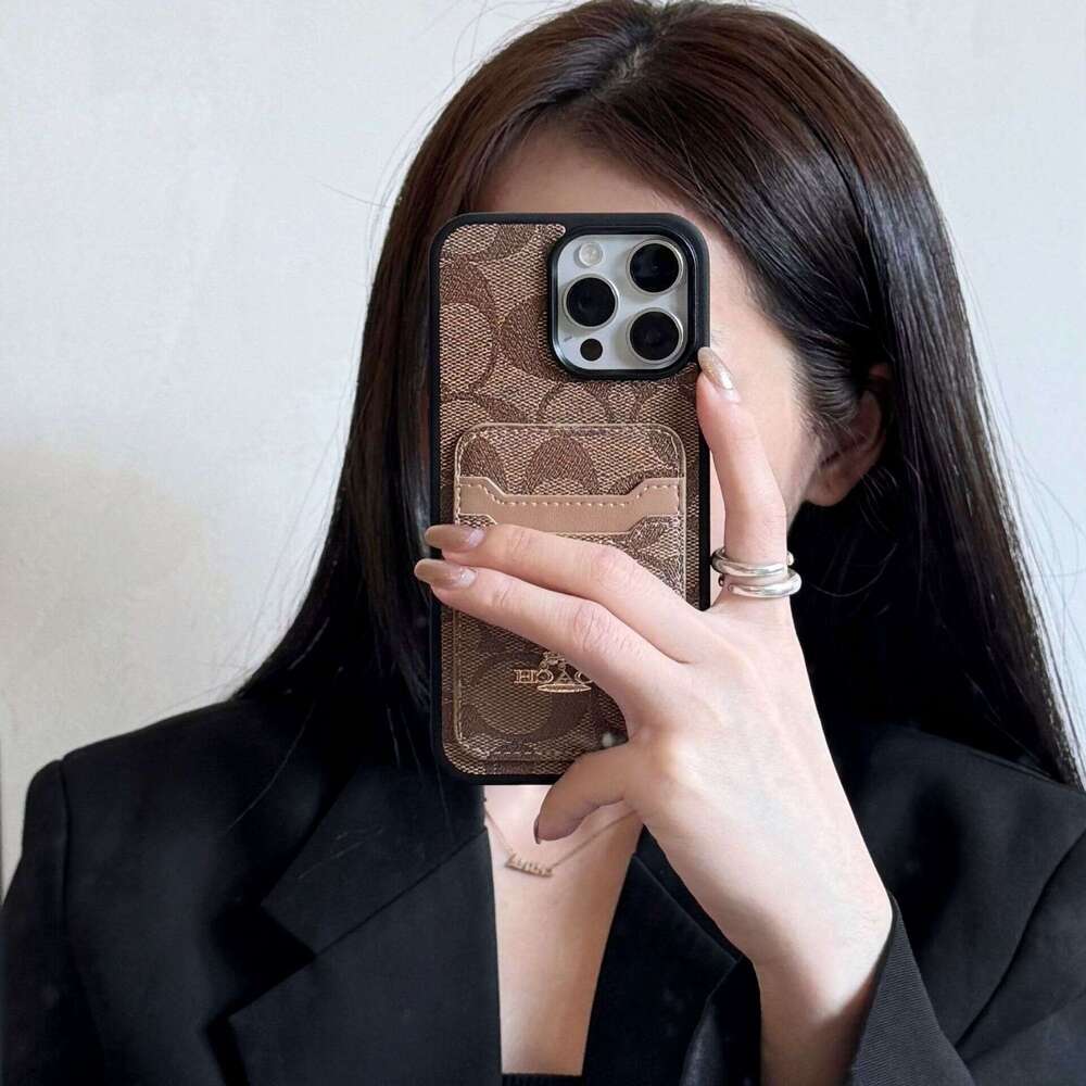 DHelectronics Trendy Brand Patchwork Dual Slot iPhone 17 Case Coin Card Holder 14 Protection 16 Pro Max Shockproof