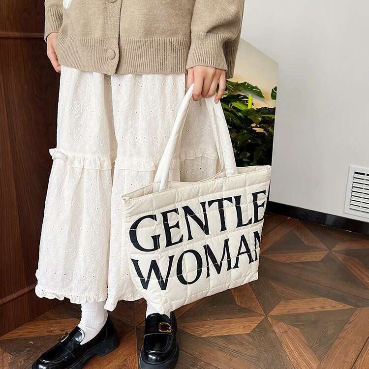 GW new cotton internet celebrity, commuting letter women's student bag, large capacity crossbody tote bag