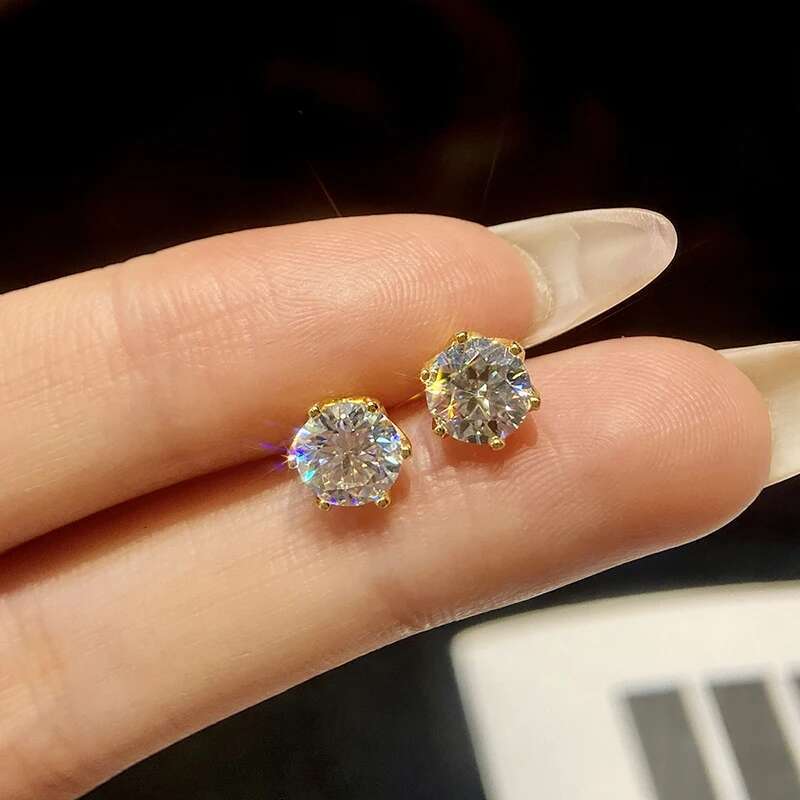 GRA 0.5-1CT Brilliant Thread Lacework Moissanite Diamond Stud Earrings For Women Real 925 Sterling Silver Wedding Fine Jewelry
