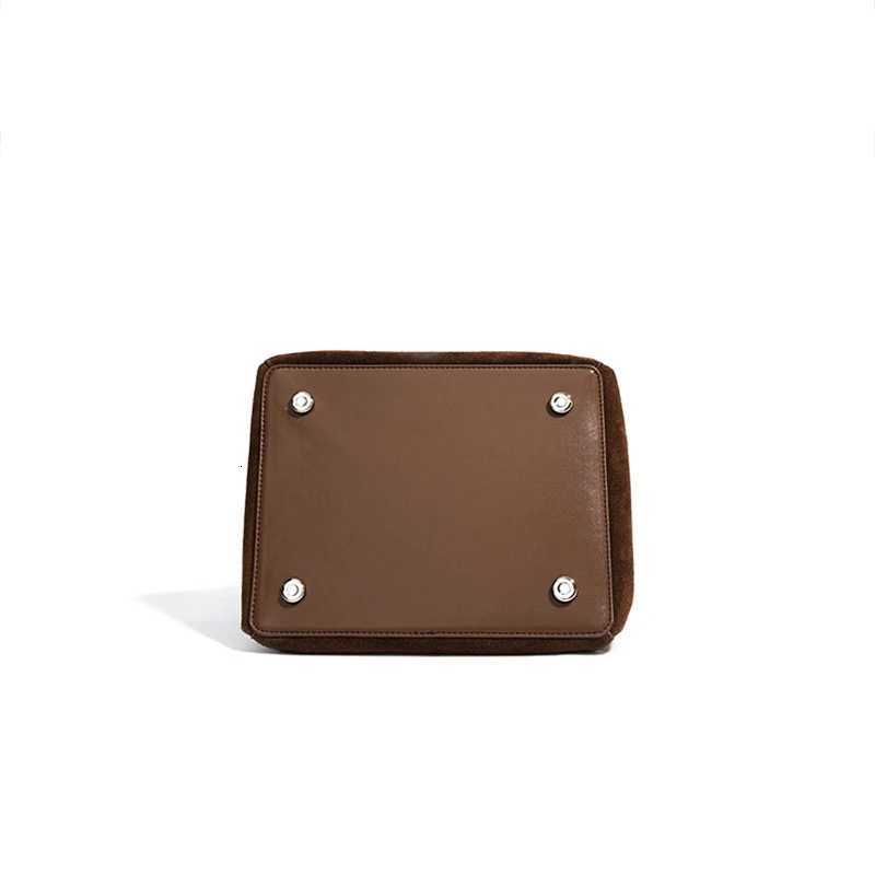 Luxury Suede Leather Crossbody Shoulder BagHigh Quality Shopper Basket Bucket BagTrendy Classic Womens Vintage Brown HandbagW251112