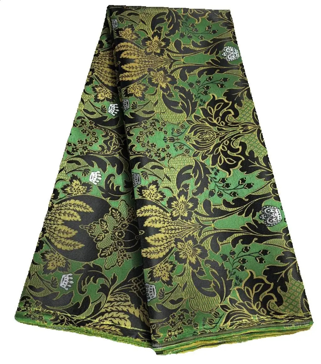 African Thick Damask Lace Fabric 2.5Yard Or 5Yards 2025 Jacquard Brocade Fabrics DIY Sew For Nigeria Women Headtie Aso obi Dress 250407