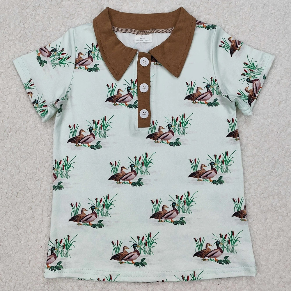 Fashion Baby Boys Clothes Duck Stripe Buttons Tee Shirts Tops Spring Boutique Kids Clothes Toddler Boys Pullovers Tops 250411