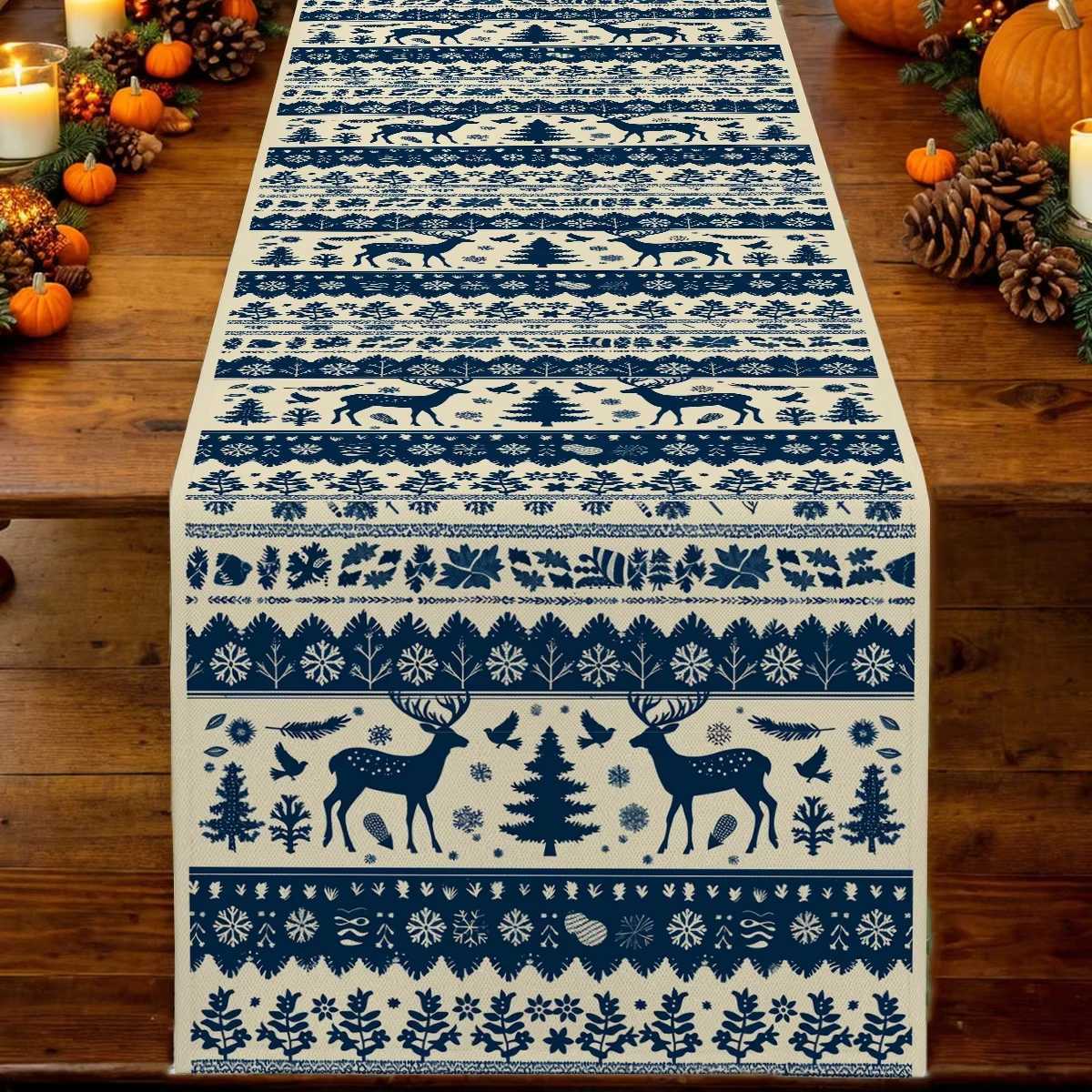 Christmas Christmas Silhouette Deer Snow Plant Table Flag Table Runner Home Christmas Decoration Party Table Runner Multiple SizesGift Y251113