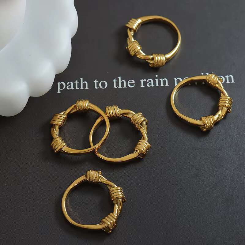 Hip-Hop Hipster Personalized Twisted Ring Mens and Womens Same Ring Titanium Steel 18K Gold Plating Ins Jewelry