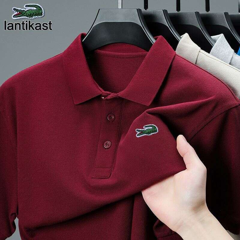 Noble Crocodile Summer New Men's Polo Shirt Short Sleeve Pure Cotton Turn-Down Collar T-Shirt Solid designer hoodie Color Business Casual Tee Tre