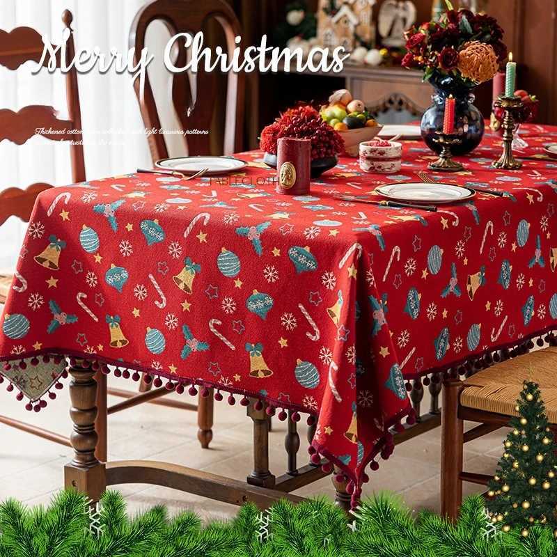 Christmas Christmas Table Cloth Rectangular American Retro Dining Table Cloth Wear-resistant Atmosphere Suitable for Multiple Scenarios Y251113