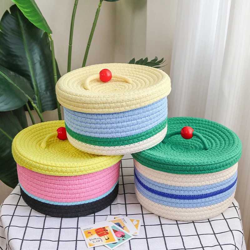 Colourf Handwoven Basket Cosmetic Storage Bag Sundries Toy Sundries Organizer Desk Decor Y251112