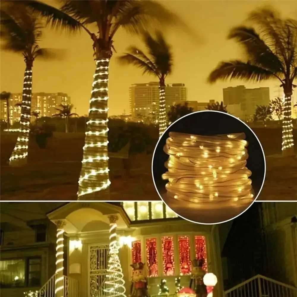Outdoor Solar Tube Rope Led Light Garden Christmas Decoration 22m/12m Xmas Wedding Garland WaterProof String Light Fairy Strip M251113