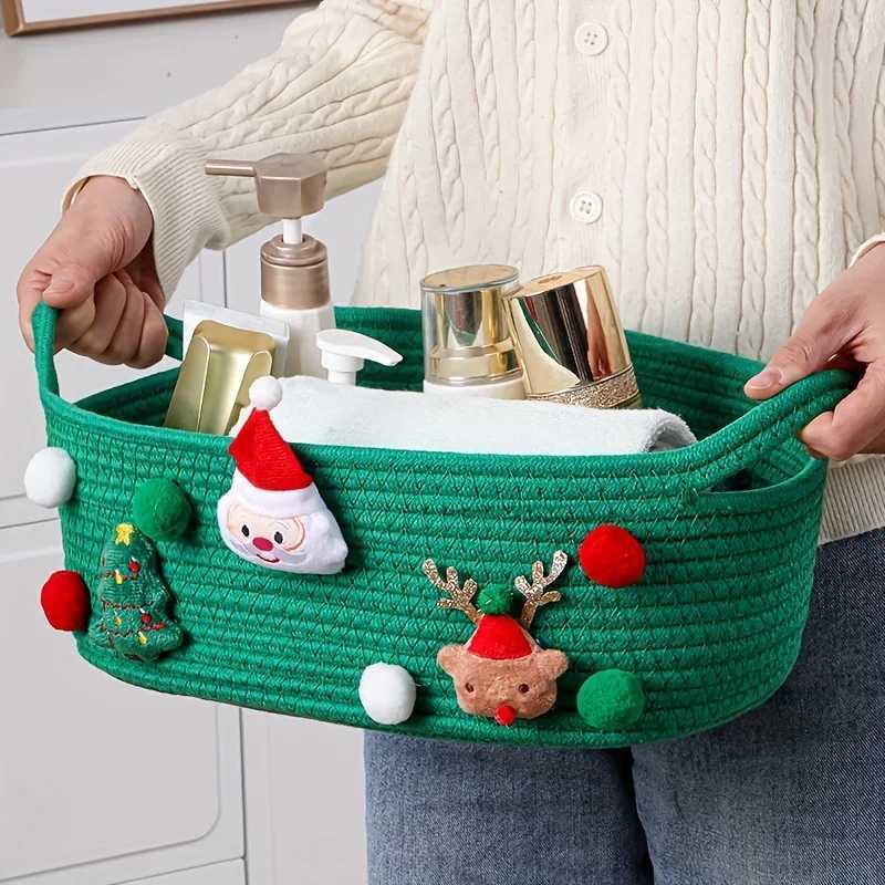 Christmas Decorative Christmas Gift Basket Hamper Box Treats Decoration for Celebration Party Birthday Housewarming Women Holiday Gather Y251113