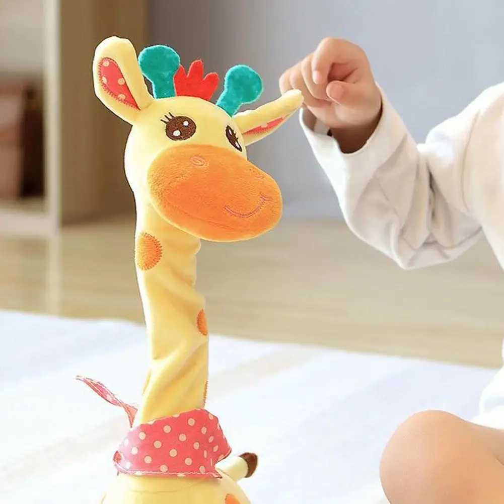 Dancing Talking Giraffe Plush Toy Rechargeable Musical Educational Doll with Lights Interactive Baby Gift for Travel Party W251113