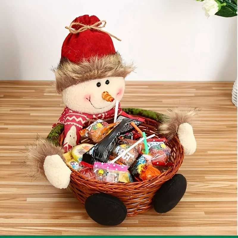 Christmas Festive Santa Hat Candy Basket - Red Checkered Fabric Perfect for Holiday Treats Decor Ideal for Christmas Y251113