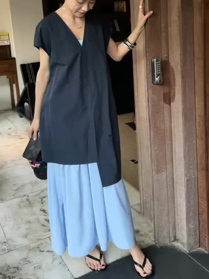 XN16 Simple sleeve loose versatile skirt Korean style niche design