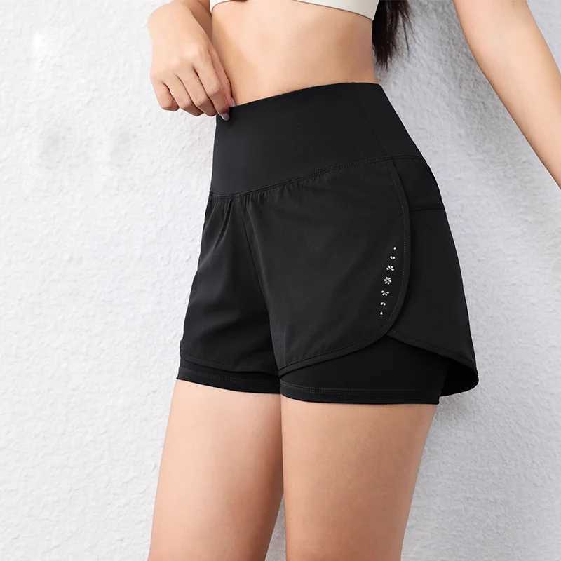 Quick drying womens running shorts elastic waist activity sports shorts with pocket yoga shorts Y250412