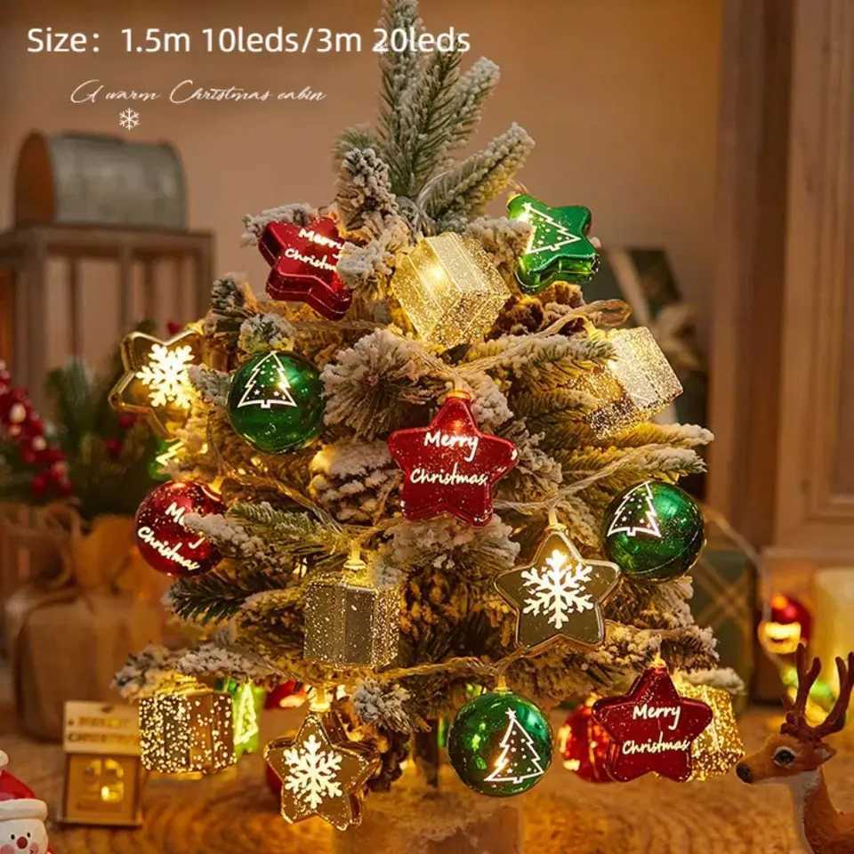 New Candy Cane Christmas Light String Snowman Round Ball Xmas Tree Lamp Santa PVC Merry Christmas Decor M251113