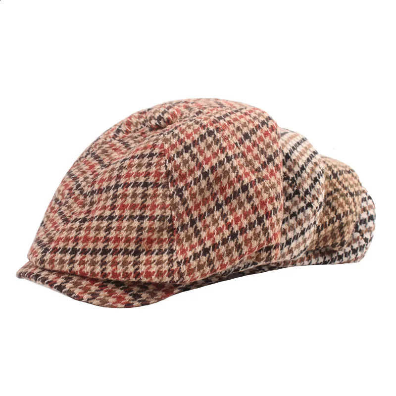 Houndstooth sboy Caps for Women Men Cotton Octagonal Hat Retro Beret Painter ed Cap Autumn Gorra Inglesa Hombre 250403