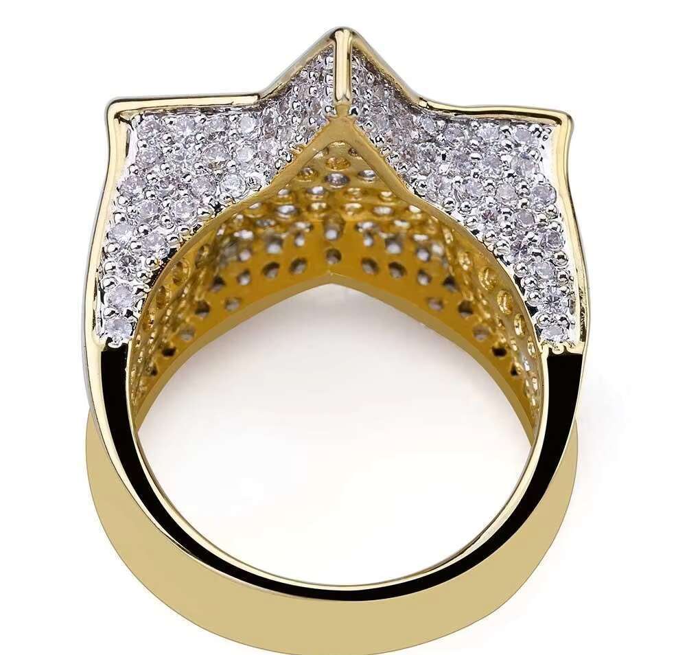 Iced Out Round Shape Lab Grown Diamond Ring IGI Certified 14K Yellow Gold Diamond Ring for men at Best price