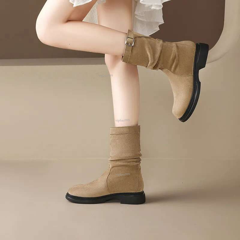 New free shipping designer shoes Aogu Shideng Martin for Women 2024 New Spring and Autumn British Style Single Thick soled Skinny Mid length Short Cow