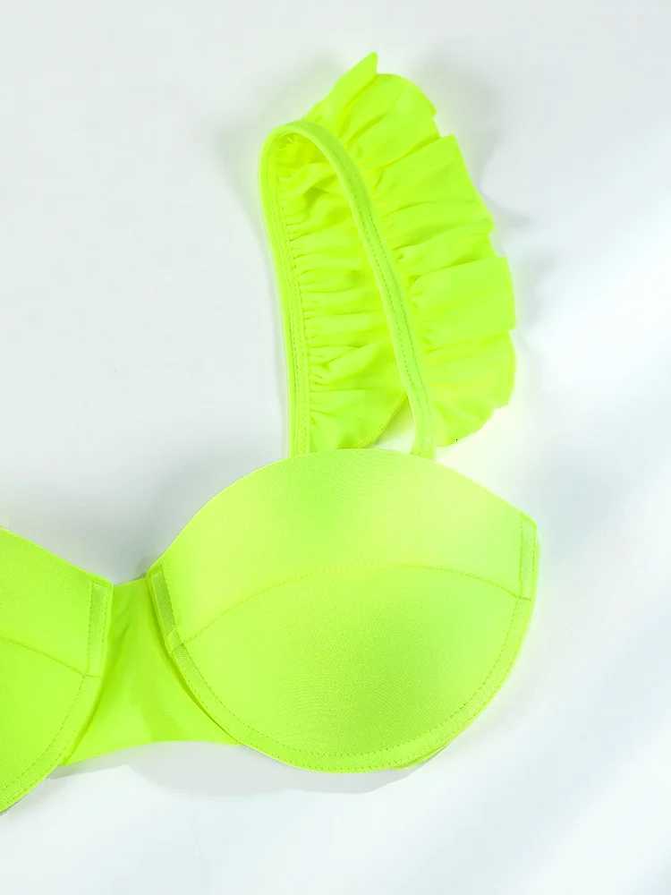 Yellow Bikini Solid Swimwear 2024 Swimsuit Women Low Waist Bathing Suit Summer Beach WearW251113