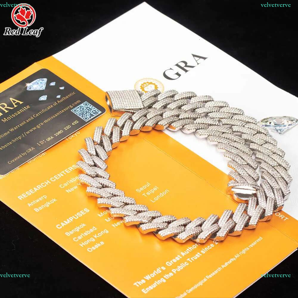 Designer Jewelry Popular k Chain Hip Hop 14mm 15mm 20mm D VVS1 Round Brilliant Cut Pass Dia Tester Moissanite Cuban Necklace Men for