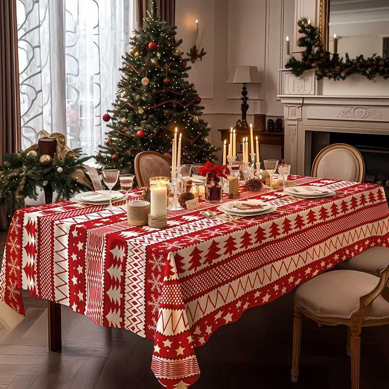 Christmas Christmas Dinner Table Cloth Nordic INS-style Restaurant Tablecloth Christmas Party Background Round Square Table Cover Reusable Y251113