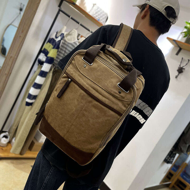Backpack Korean canvas lightweight large capacity handbag outdoor leisure travel men's backpack