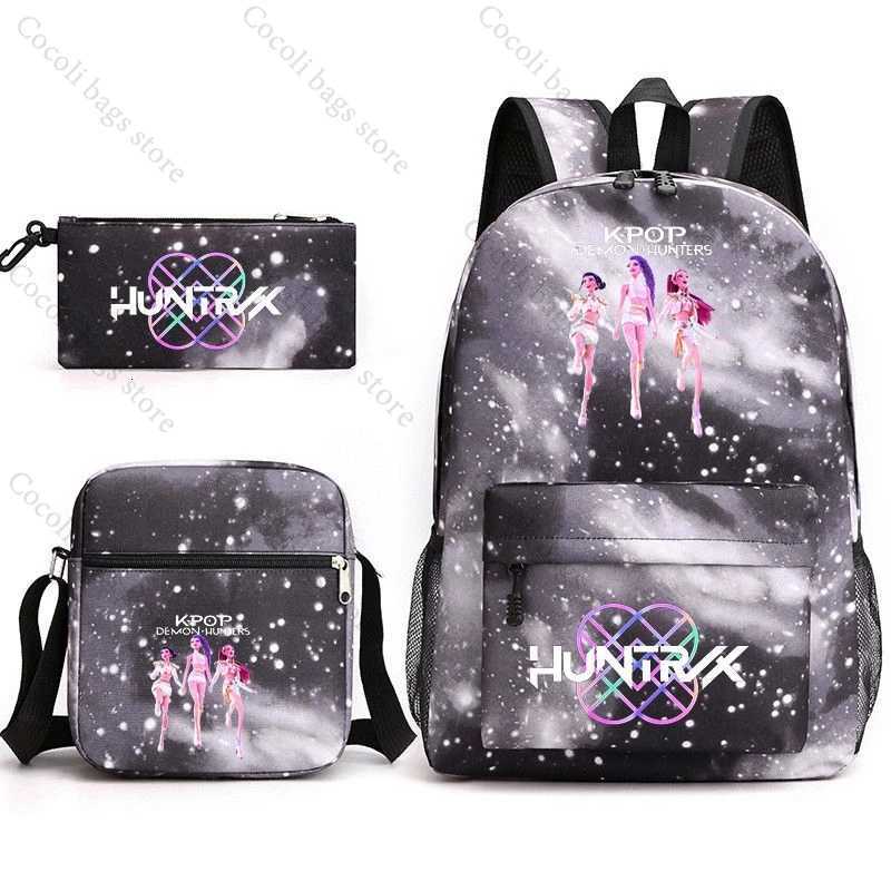 2025 KPop Demon Hunters Backpack School Bags for Girls HUNTRIX Print 3 Pieces Set School Backpacks Back to School Bag for ChildW251113