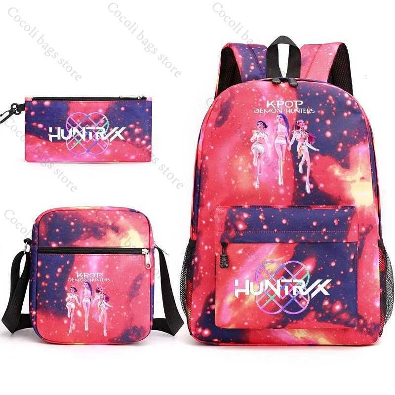 2025 KPop Demon Hunters Backpack School Bags for Girls HUNTRIX Print 3 Pieces Set School Backpacks Back to School Bag for ChildW251113
