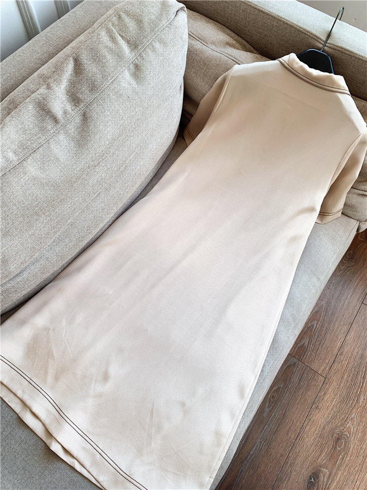 BV14 New Silk Double Jojoba Silk Stretch Satin Long Skirt Commuter Shirt Dress