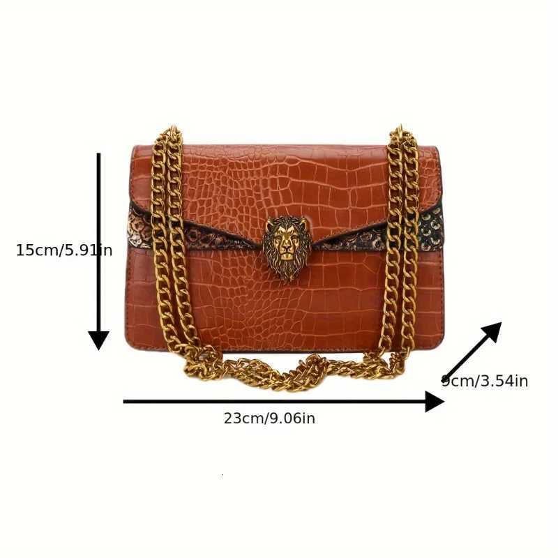 Classic Niche Design Mini Square Shoulder Bag Fully Equipped with Fashionable Clamshell Lion Button Decorated Chain BagW251112