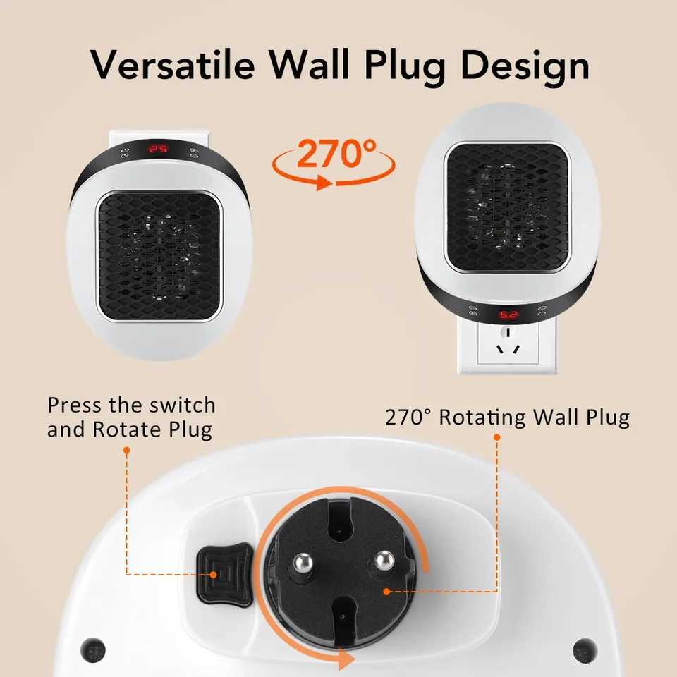 600W Portable Electric Heater Plug in Wall Space Heater Remote Wall Outlet with Timer Warmer Machine Fast Warming Room Heater Y251113