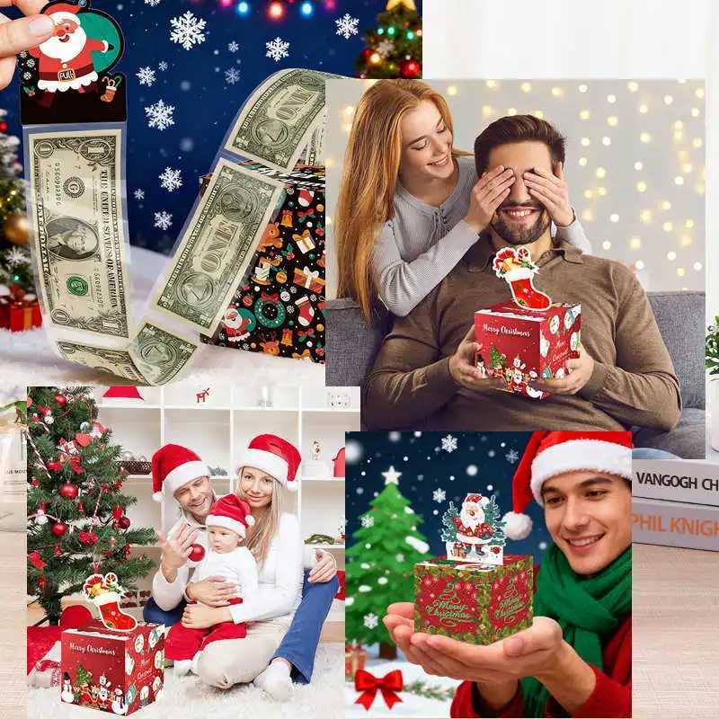 Christmas Cash Gift Box Surprise Money Bag Money Pull Handbag Christmas Navidad Santa Claus Gift 2026 New Year Money EnvelopeM251113