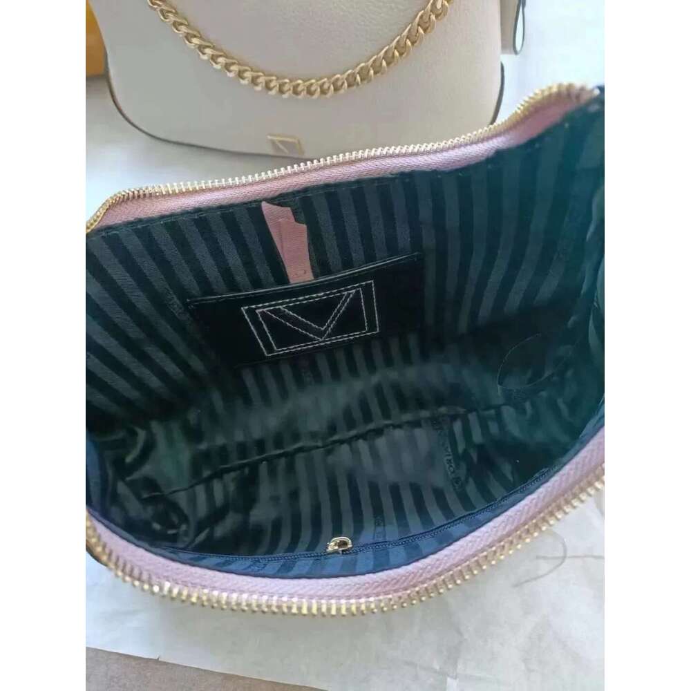 Women Black PU Crossbody Bag Chain With Mirror Set