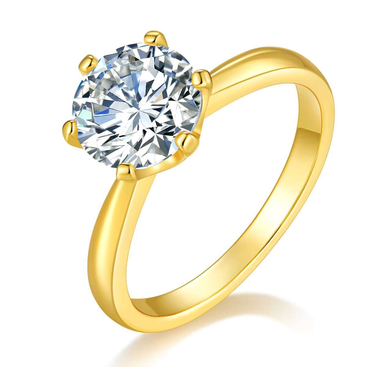 De Classic Six Claw Moissanite Wedding Ring 1ct VVS Moissanite Gold Color Eternal Engagement Ring for Proposal 925 Silver Rings