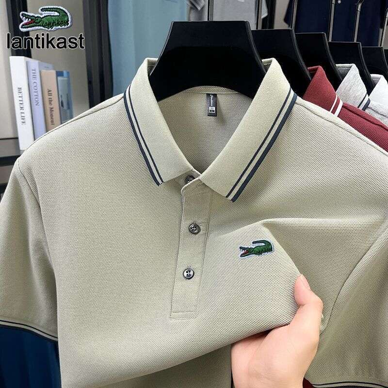 Noble Crocodile Summer New Men's Polo Shirt designer hoodie Short Sleeve LANTI KAST Pure Cotton Turn-Down Collar T-Shirt Solid Color Business Cas