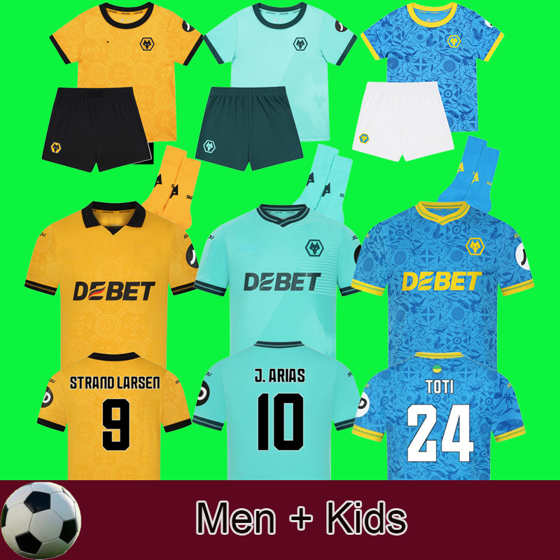2025 2026 Wolves GUEDES STRAND LARSEN Soccer Jerseys Strand Larsen Fer Lopez J. Arias DOHERTY 25 26 Wolverhamptonfootball HEE CHAN Football Shirts Men Kit Kids set top