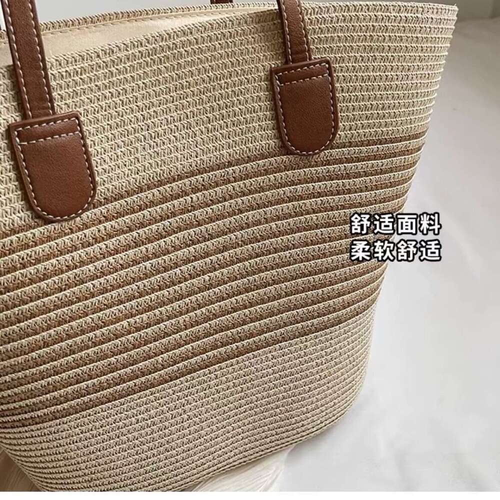 Women's ins new simple and fashionable grass woven large capacity armpit single shoulder hollow weave beach bag for women