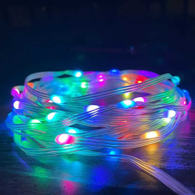 Bluetooth RGBIC LED String with Battery Operated Dreamcolor Smart Fairy Lights string Lights Battery Powered LED String for home W251112