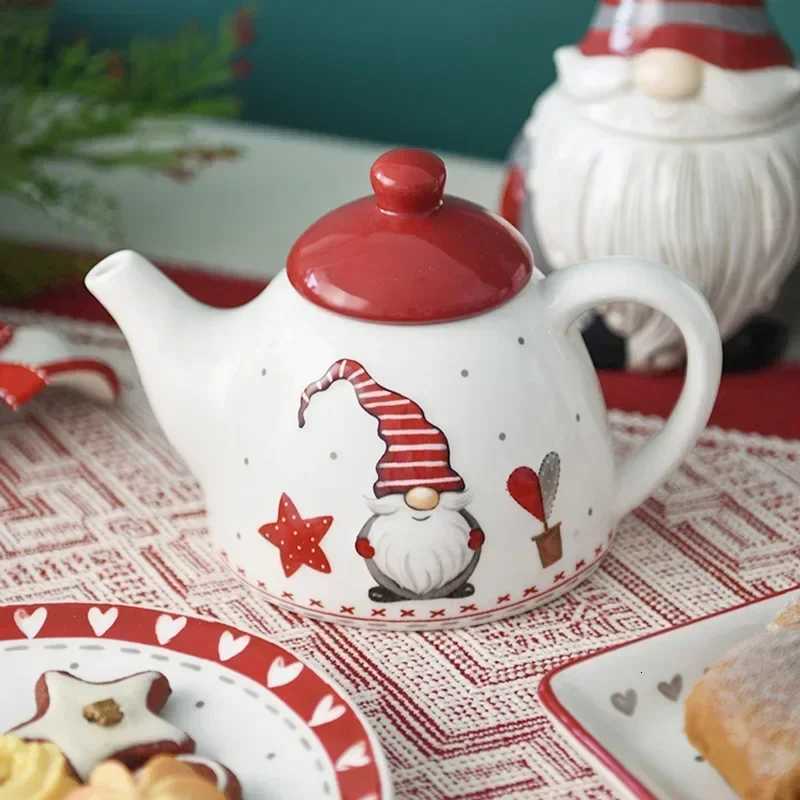 Christmas Christmas Day Cutlery Set Santa Claus Dish Embossed Rice Salad Bowl Ceramic Flat Plate Cup Teapot Christmas Tree Tableware Gift Y251113